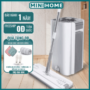 Cây lau nhà tự vắt thông minh bộ chổi lau nhà 360 độ đa năng bộ lau nhà 2 ngăn giặt vắt tiện lợi GOSI PLUS