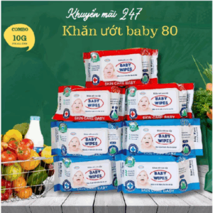 Gói 80 KHĂN GIẤY ƯỚT BABY WIPES- khăn ướt cho bé.