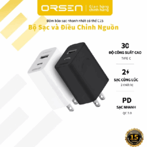 Đầu Sạc Nhanh Orsen C15 PD 30W Chất Lượng Cao | Bộ SạC Nhanh QC 22.5W 2 CổNg USB LoạI C.