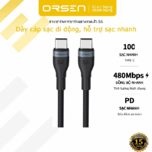 Dây Cáp Sạc Orsen S6 PD 100W USB Loại C Dài 1.5m QC4.0 USB Loại C 100% Cho Laptop Samsung Galaxy S22