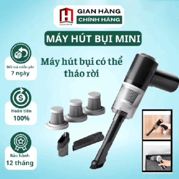Máy hút bụi cầm tay mini lực hút siêu mạnh hút bụi ô tô giường đệm sạc