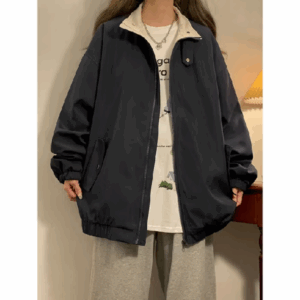 Áo Khoác Gió Dù Cúc Bấm Cổ Áo FKZ Unisex Form Rộng Nam Nữ Thu Đông 2 lớp Chống Nước Chống Bụi thời trang Hàn Quốc
