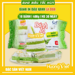 Bánh in đậu xanh lá dứa Tân Huê Viên túi 10 bánh 400g, đặc sản bánh in Sóc Trăng nhân lá dứa, đậu xanh