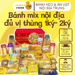 Thùng 2Kg Bánh mix Đài Loan - Bánh bông lan Đài Loan (27-35 bánh) đủ vị thơm ngon