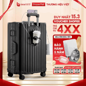 Vali Bamozo Khung Nhôm 9066 Size 20/24/28 Cao Cấp Bịt 4 Góc Chống Va Đập Bảo Hành 5 Năm
