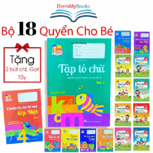 Sách- Bộ 18 Quyển Vở Tập Tô Chữ Luyện Viết Phát Triển IQ Cho Bé Tặng Kèm 2 Bút Chì+ Gọt+ Tẩy