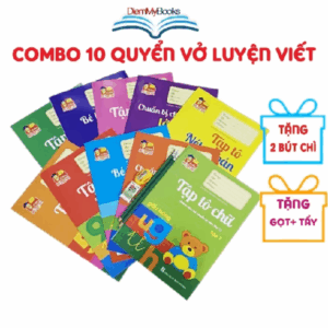 Sách-Bộ 10 quyển luyện viết tập tô chữ cho bé mẫu giáo mầm non Tặng 2 bút chì+ gọt+ Tẩy