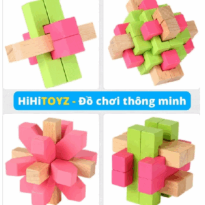 Khóa Khổng Minh Gỗ Sồi Loại Lớn, Wooden Puzzle Lock Đồ chơi trí tuệ của người Trung Quốc xưa HiHiTOYZ