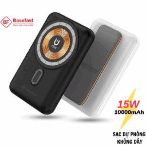 Sạc dự phòng không dây Basefast pin sạc nhanh 15w nhỏ gọn chống quá tải nhiệt cho iP samsung xiaomi
