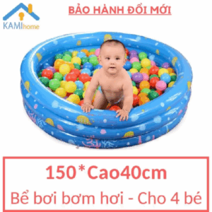 Bể phao Hồ bơi Tròn 3 tầng 2 đáy dày thành cao ❤️150xCao40cm❤️ bơm hơi nhà lều chơi bóng banh cho trẻ em bé KamiVietNam