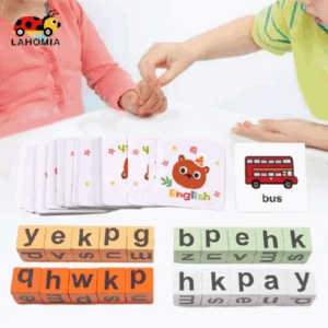 Lahomia Spelling Blocks Đồ chơi trò chơi Phát triển Bảng chữ cái trí thông minh Đánh vần cho lớp học Quà sinh nhật Mầm non Bé trai Trẻ em