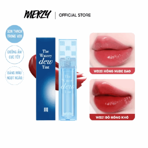 Son Tint Bóng Hàn Quốc Bền Màu, Lâu Trôi Cho Đôi Môi Căng Mọng, Ẩm Mịn Merzy The Watery Dew Tint 4g