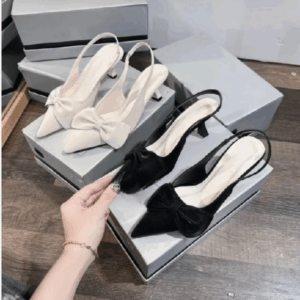 Sục cao gót snadanl nữ cao 5 cm NGỌC TRINH STORE thắt nơ xinh xắn dễ thương KB 023 DéP Shoes