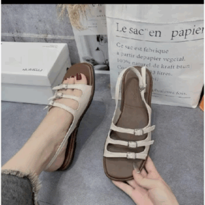 Sandal nữ quai ngang khuy cài chất da mềm êm chân đi học mã 304