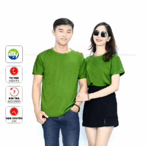 Áo Thun Trơn Màu Xanh Rêu Xanh Lính THOITRANG24H Vải Dày Mịn Không Xù Lông Phom Xuông Nam và Nữ