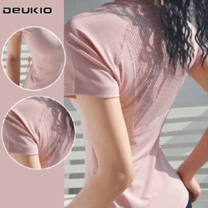 Deukio Áo Thun Thể Thao Tay Ngắn Phối Lưới Lưng Co Giãn Khô Thoáng Nhanh Thời Trang Mùa Hè Cho Nữ
